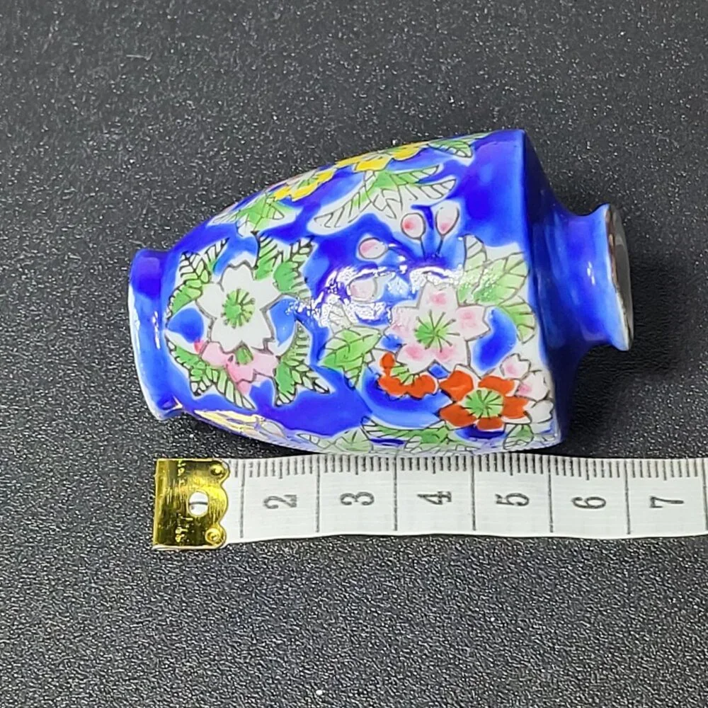 Vintage Japanese‎ Hand Painted Blue Mini Vase Miniature Dollhouse Decor
